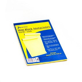 block anotaciones 1/2 carta cuadriculado amarillo